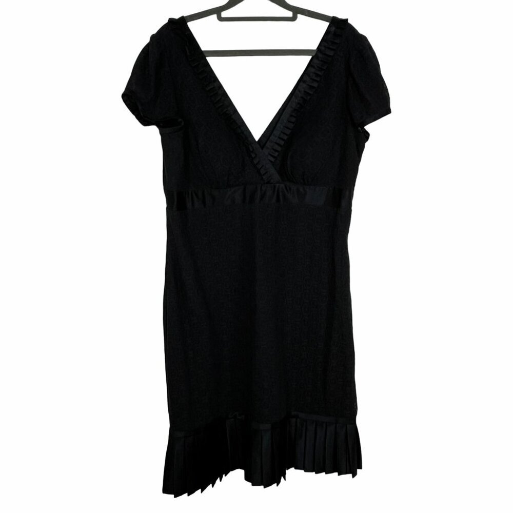 Phoebe Couture Navy Empire Waist‎ Surplice Neckline Pleated Bottom Dress Size 12